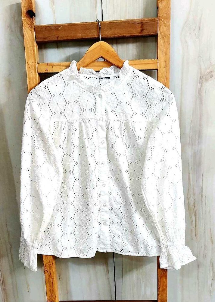 White Embroidered Top size-38