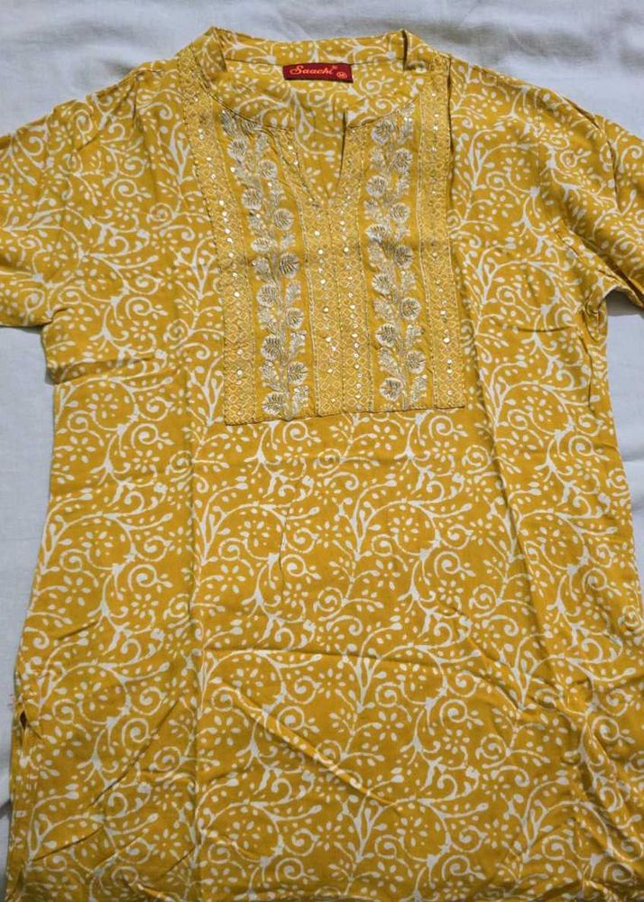 Elegant Yellow Printed Kurta