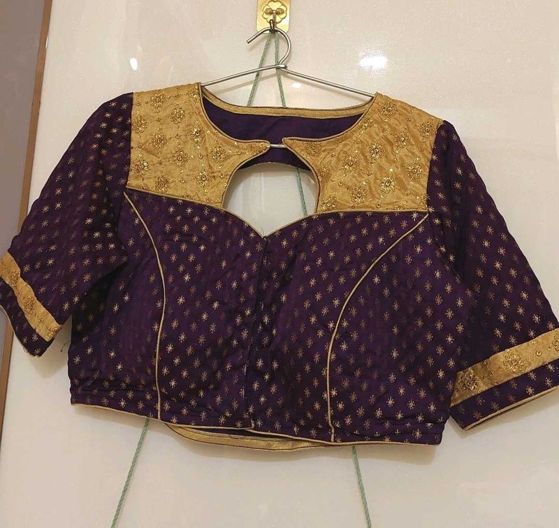 Embroidered Purple stiched padded blouse