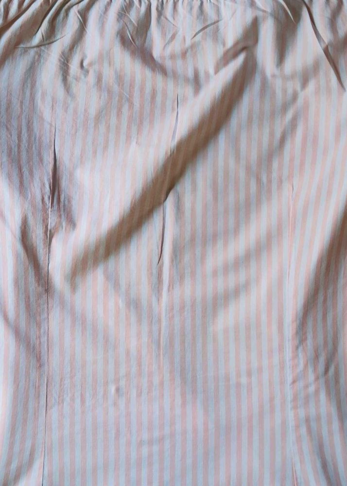 pink Striped on white men shirt
