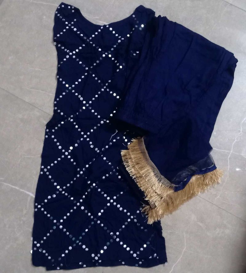 Navy Blue Palazzo Suit Set