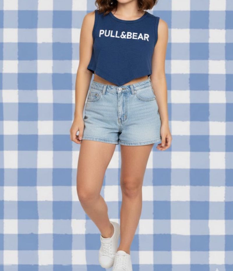 Blue Pull&amp;Bear Cropped Tank Top