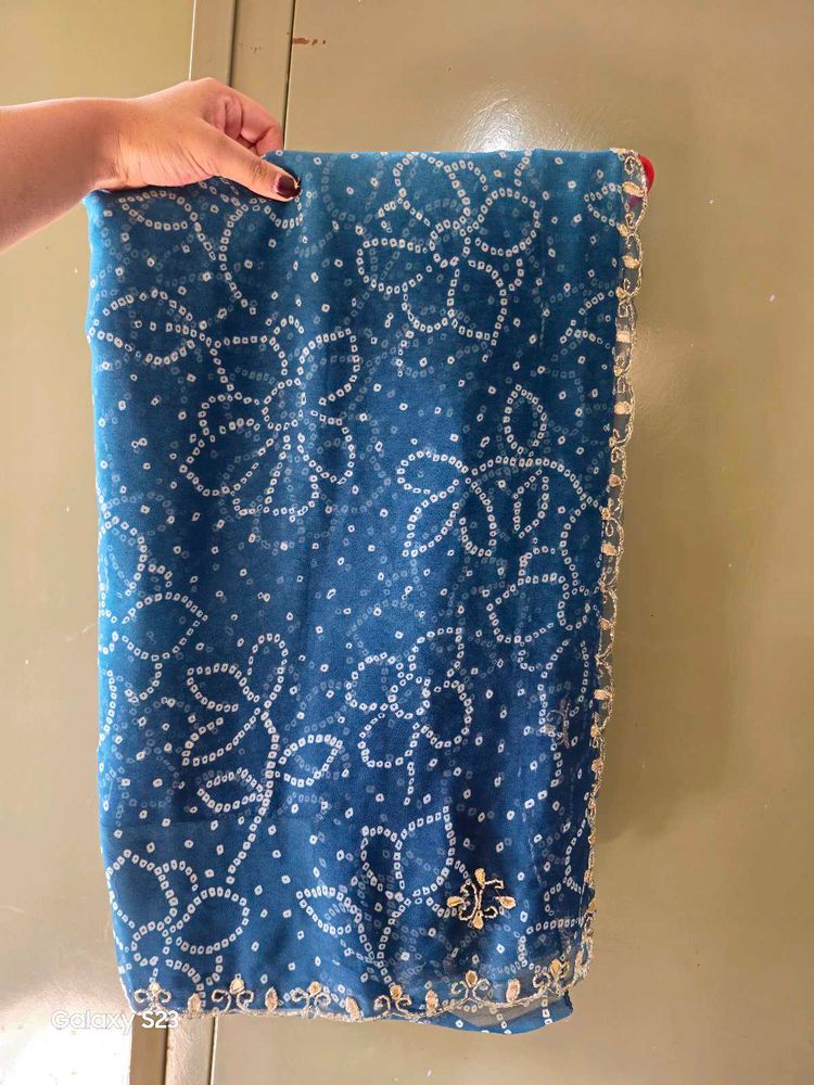 Sky blue Shaded Bandhani Saree (New)