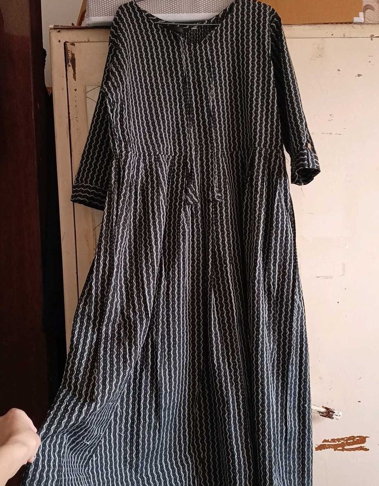 Striped Maxi Dress Pure Khadi fabric
