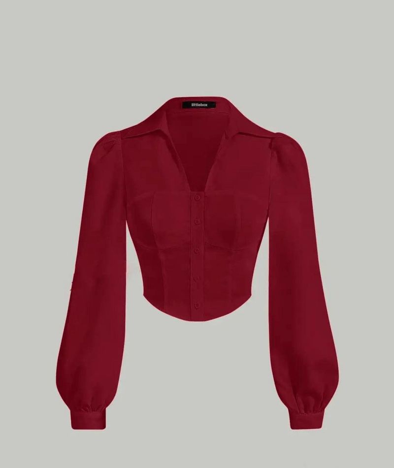 Burgundy Blouse with Flared Hand Detail