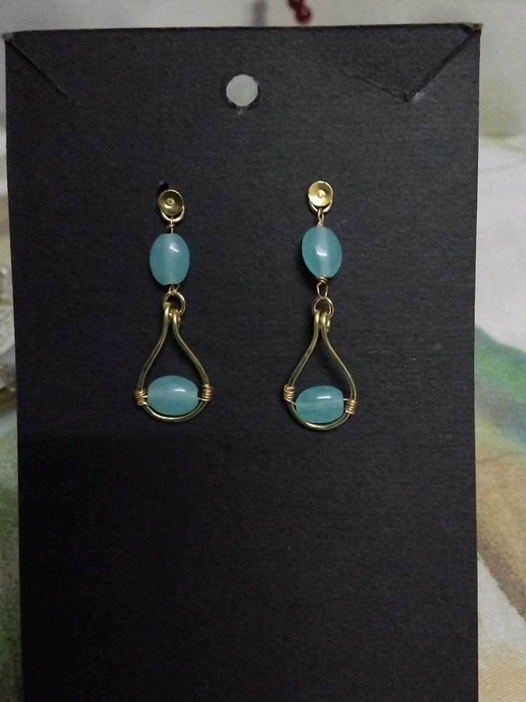 Aqua Stone Drop Earrings