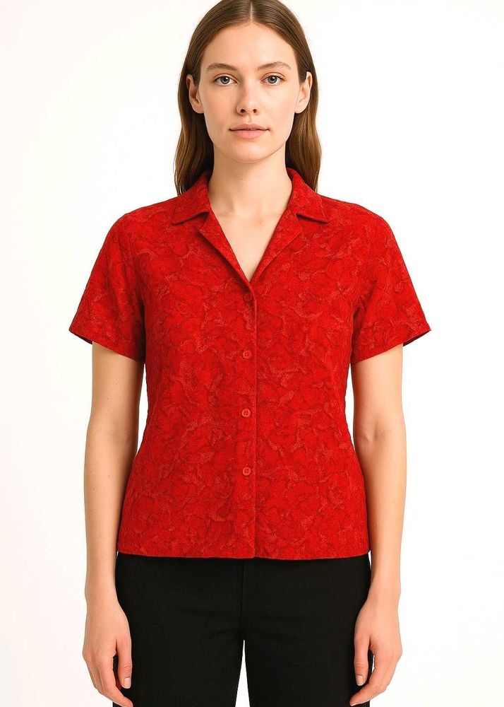 Red Floral Short Sleeve Shirt