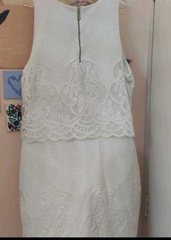 White Lace Overlay Dress