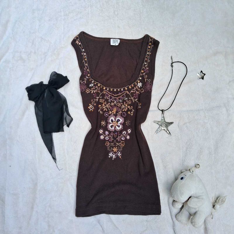 2000s vintage Embroidered Brown fitted