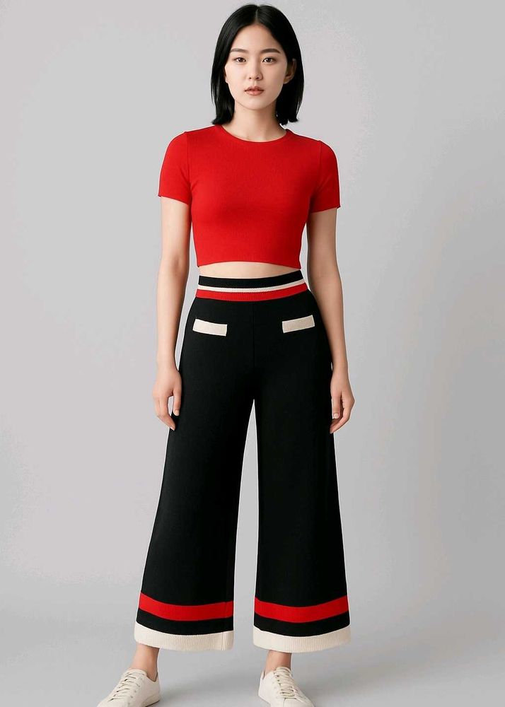 Chic Colorblock winter Knit Pants