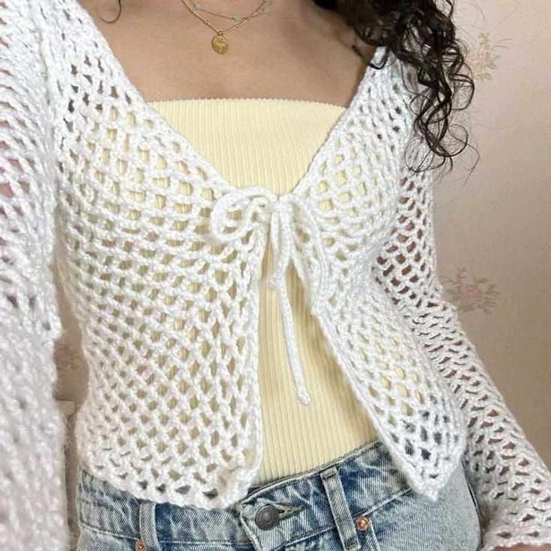 Crochet Tie Front Cardigan