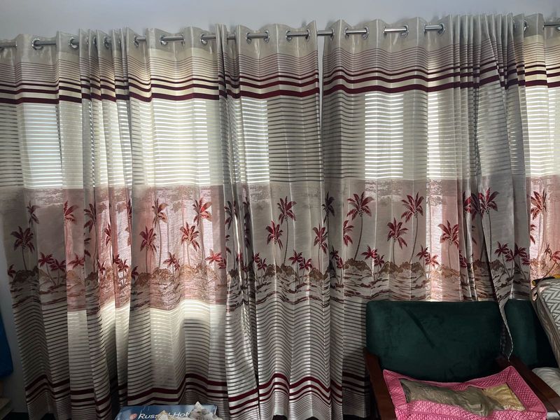 Elegant Cream And Mahroon Curtain