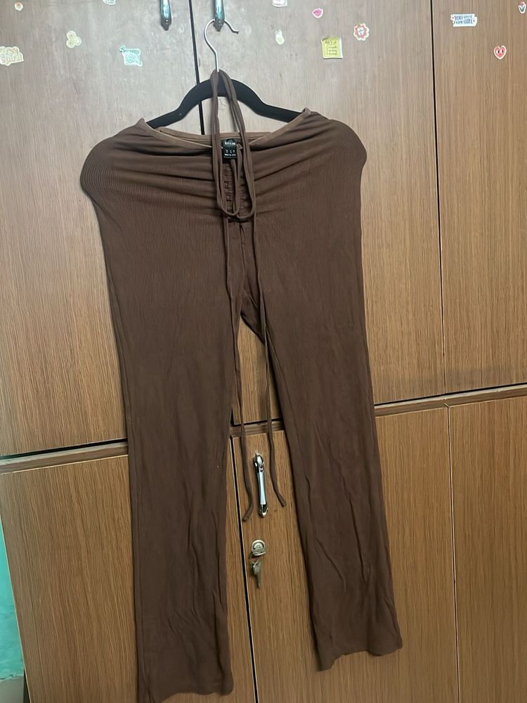 Brown Tie Detail Lounge Pants