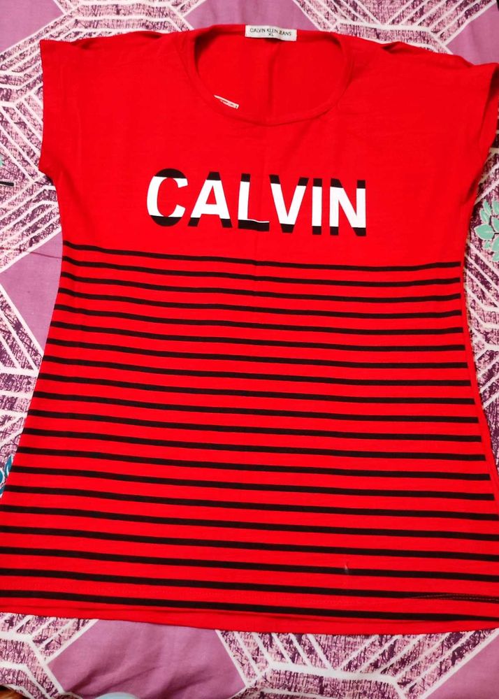 Red Striped Calvin T-Shirt