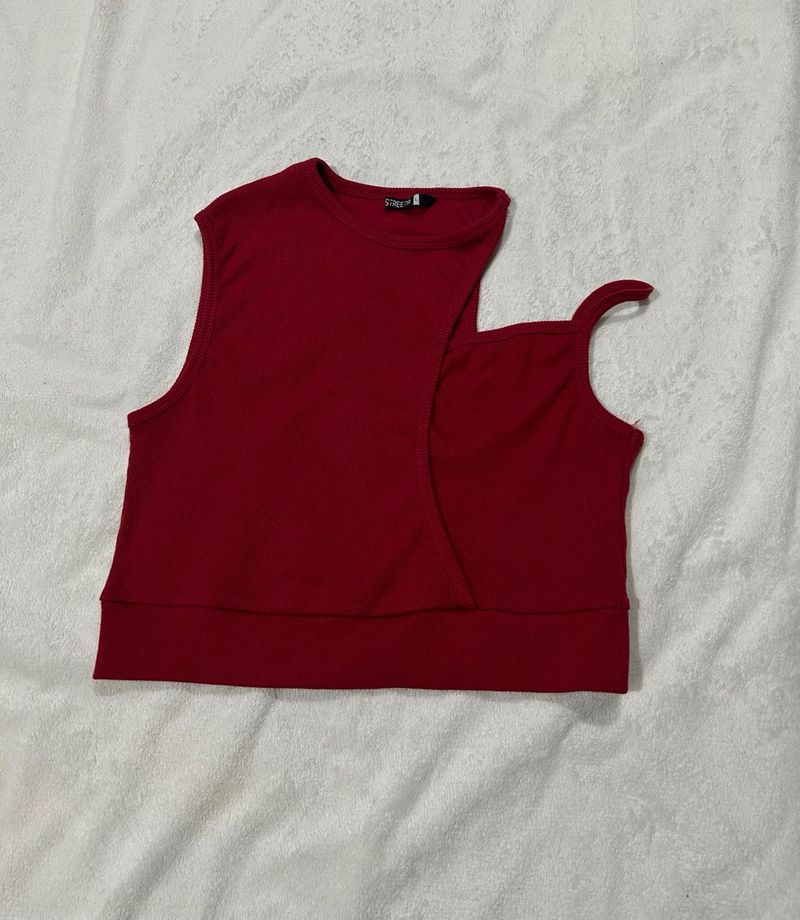 Wine Red Cropped Top