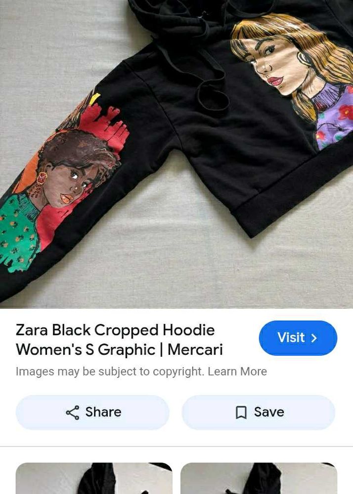 Zara Graphic Cropped Hoodie