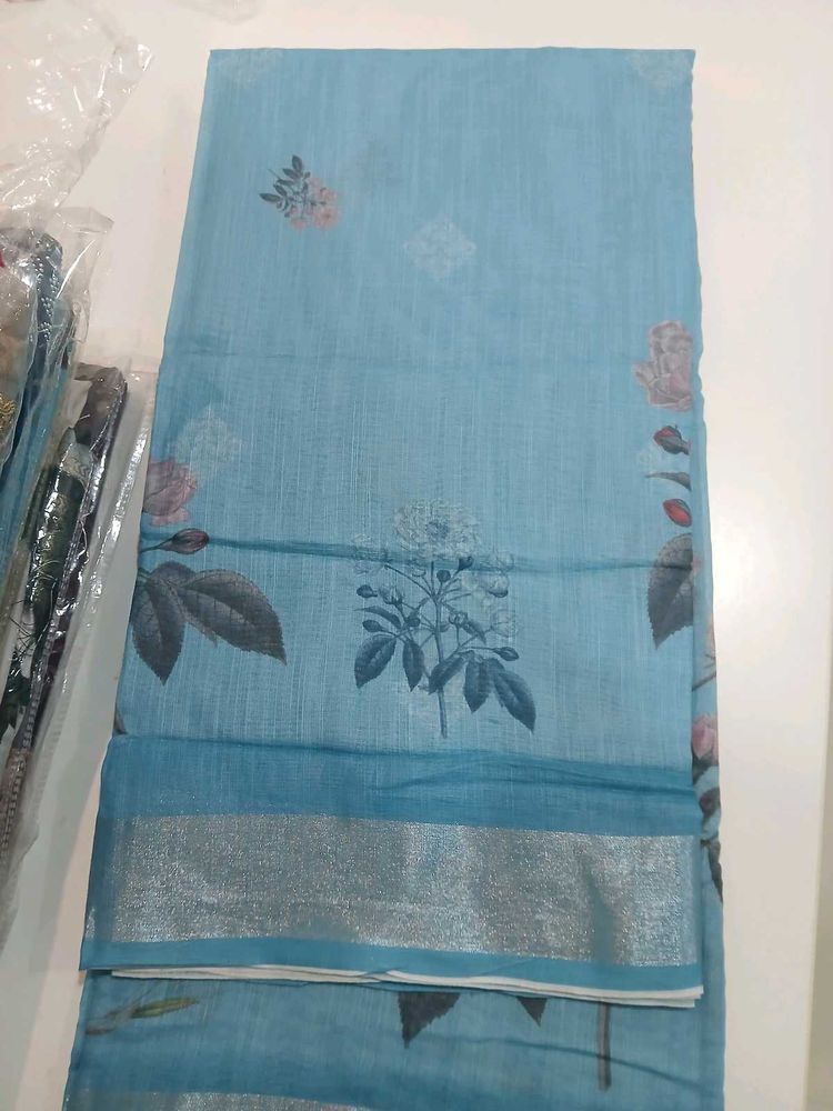 Sky Blue Floral Saree