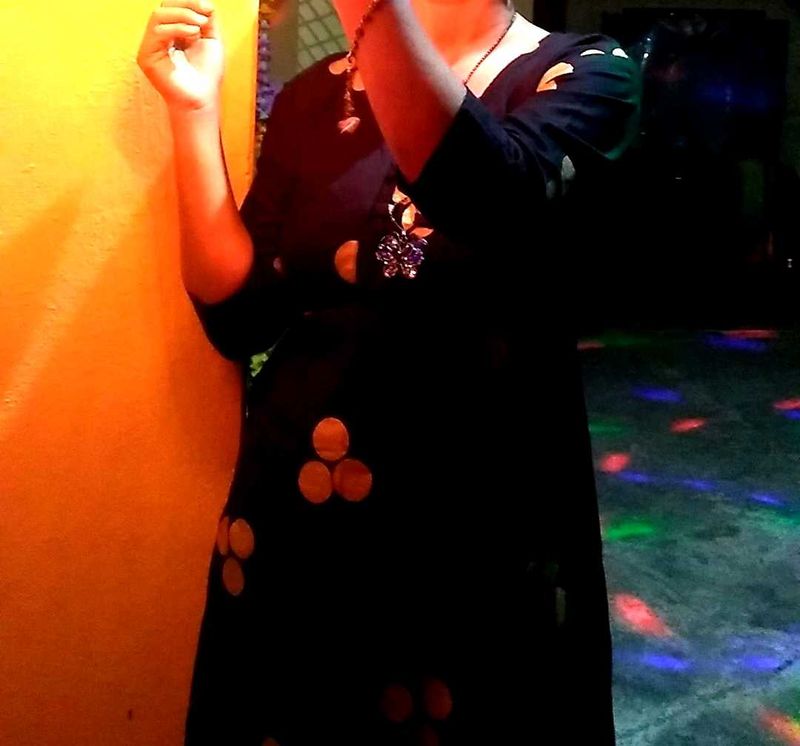Black Dress With Golden Patch Work