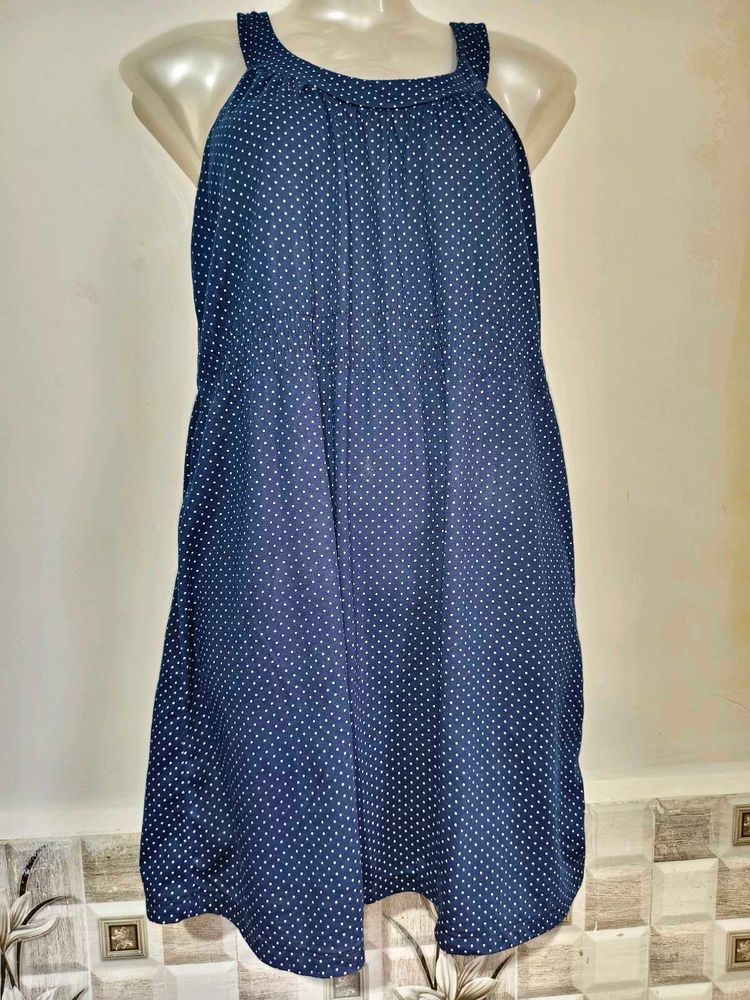 Size M/ L 36-38  Blue Polka Dot Dress