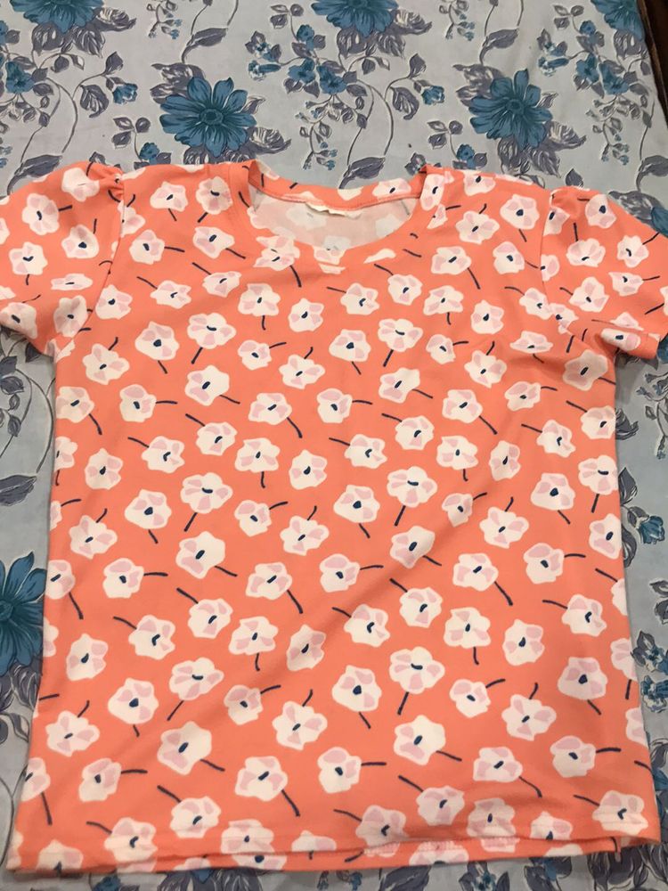 Cute Peach Floral Top For Sale