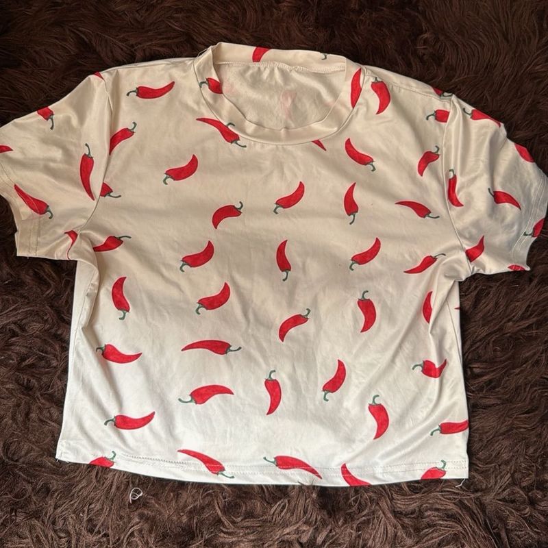 Chili Pepper Print Crop Tee
