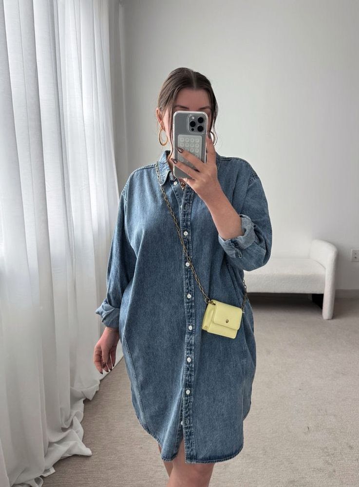 Oversized Denim Shirt Dress made in korea