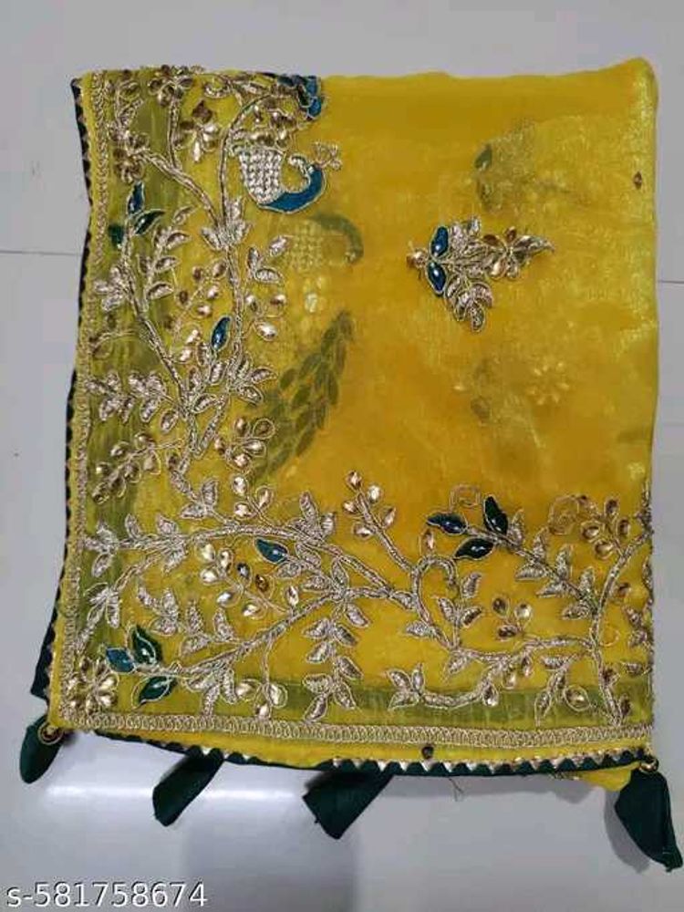 Yellow Embroidered Saree
