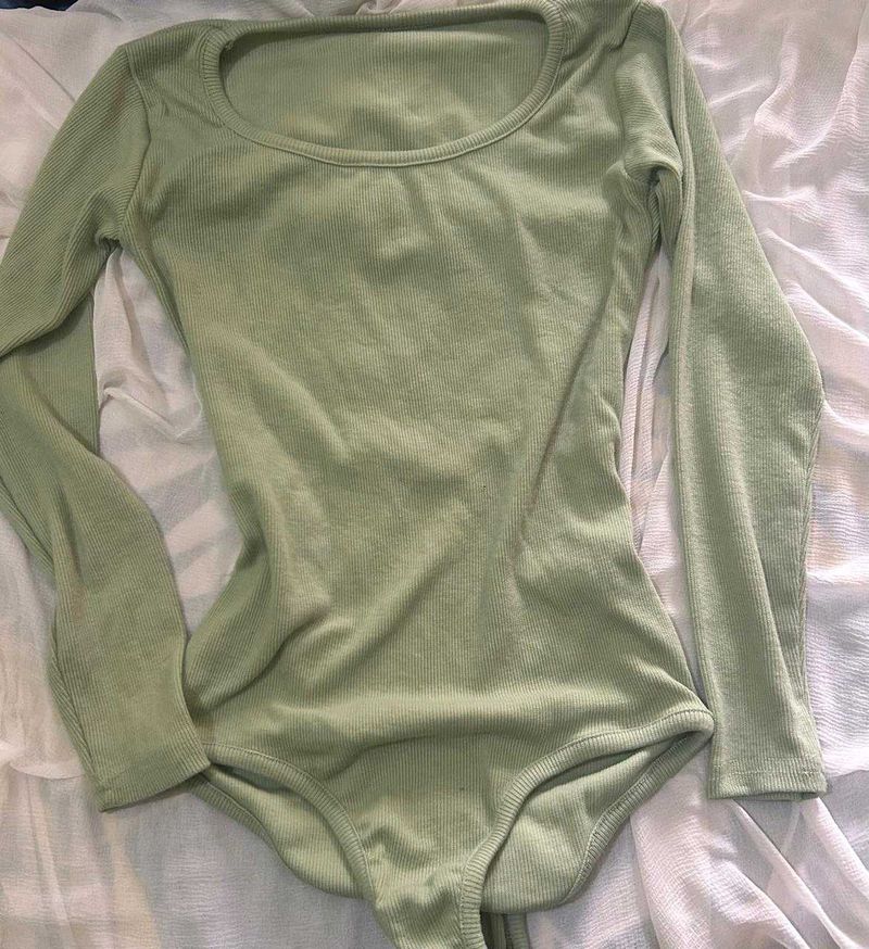 Green And Black Long Sleeve Bodysuit Combo