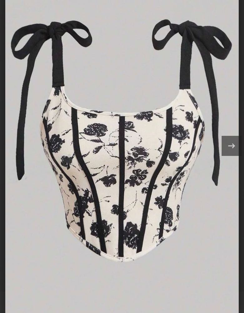 Black Floral Corset Top
