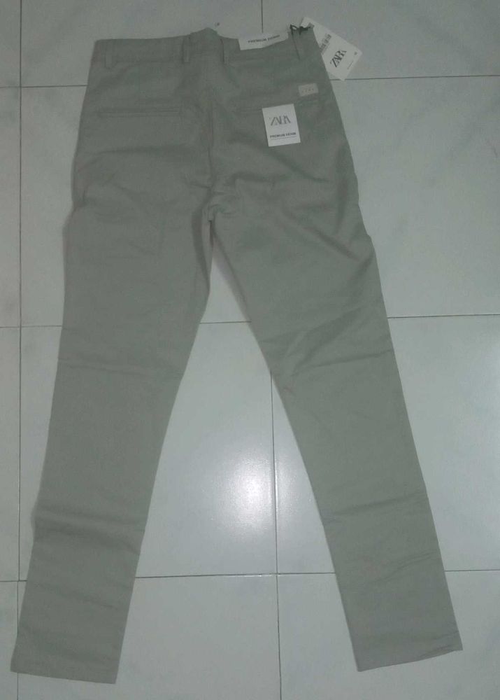 Zara Men Premium Silver-Grey Trousers