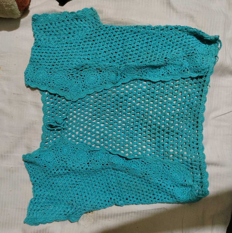 Crochet Knit Top - Turquoise