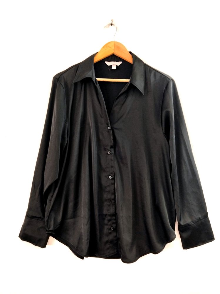 H&amp;M Black Satin Shirt ( Women)