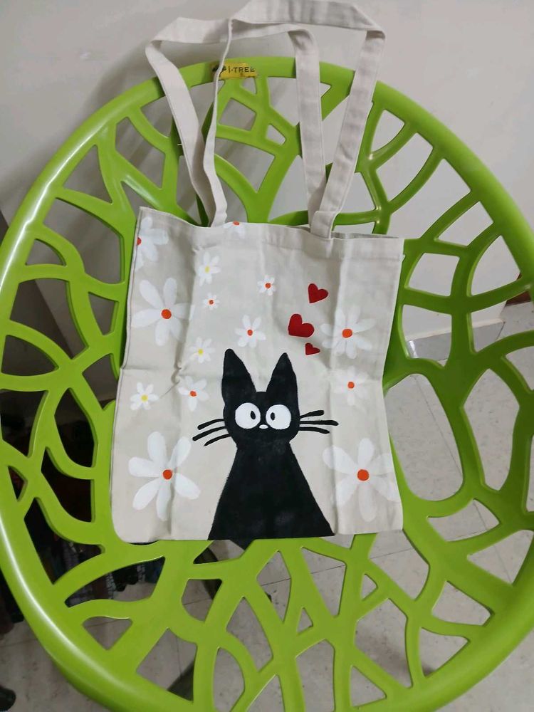 Cat Print Tote Bag| handpainted