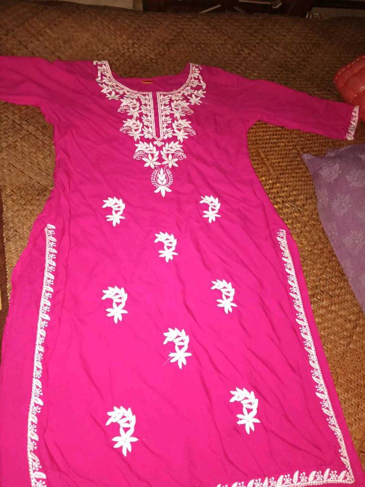 Pink Embroidered Kurta