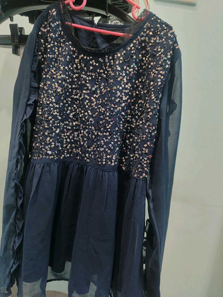 Sparkly Navy Blue Girls Top