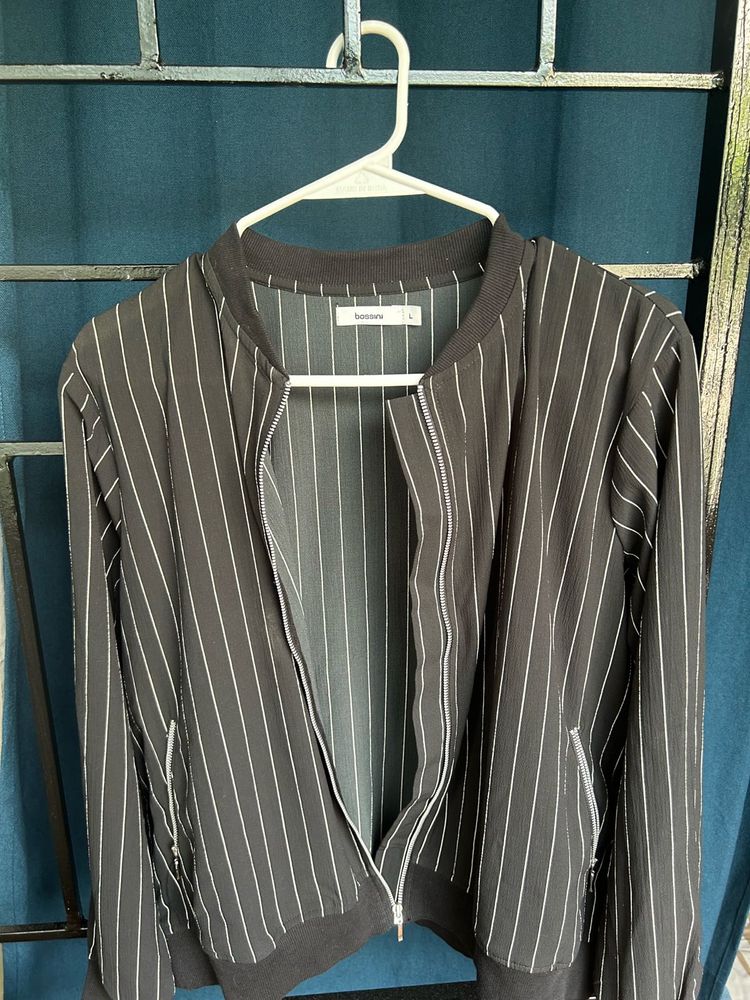 Black Striped Lightweight Jacket