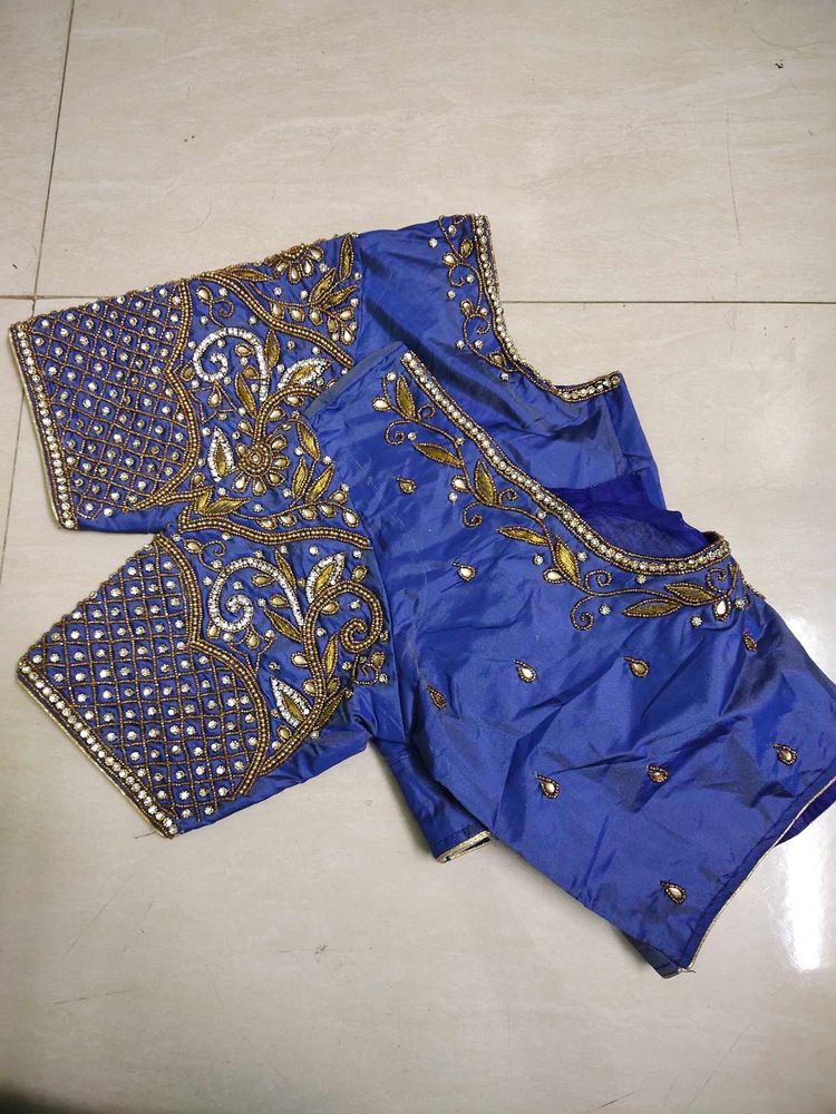 💙blue maggam blouse