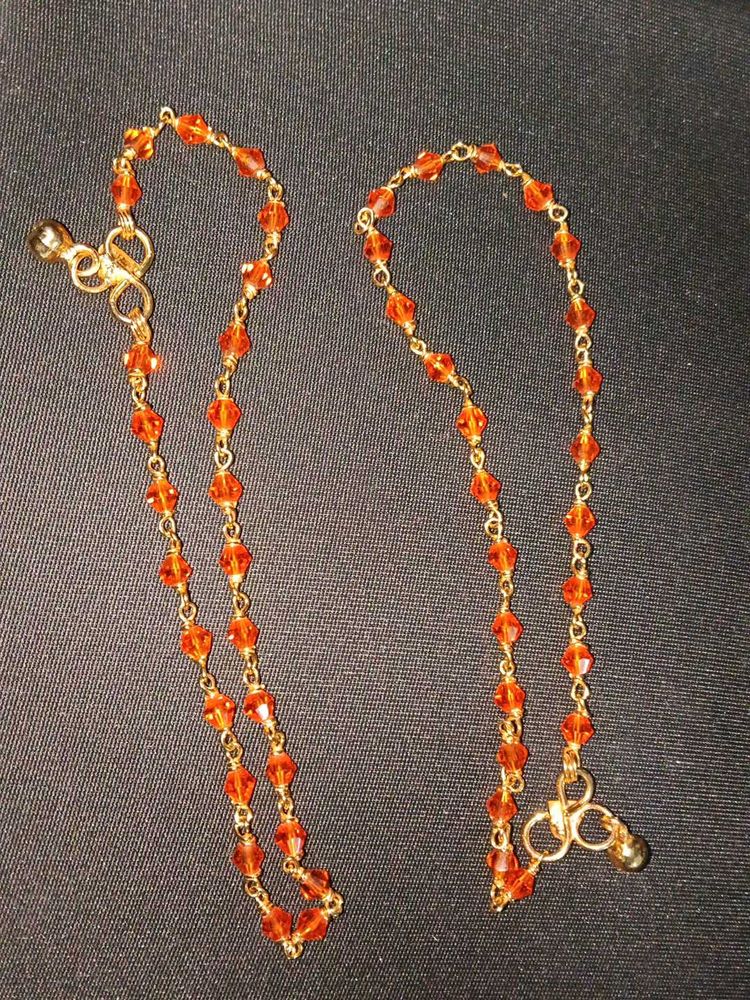 Orange Crystal Anklets