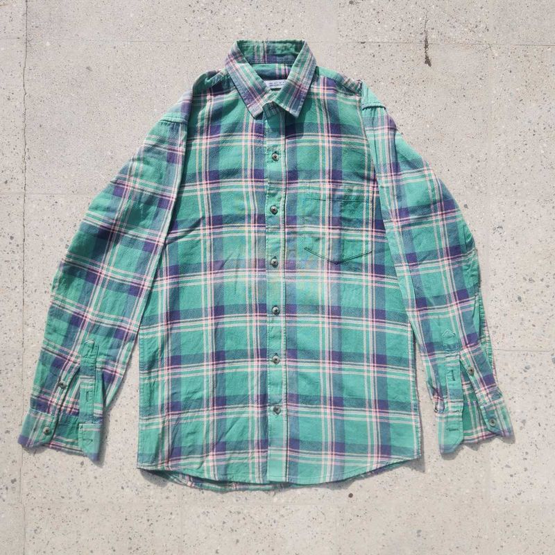 zara shirt green print