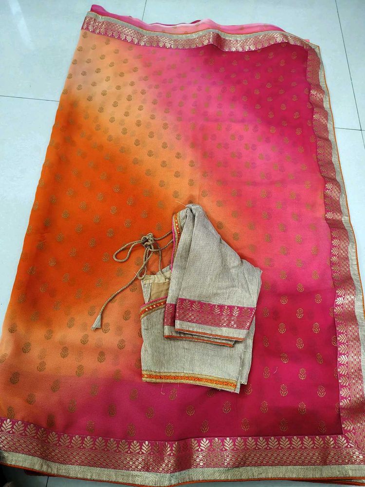 Saree With Desginer Blouse