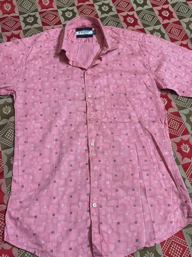 Pink Patterned Button-Down Shirt