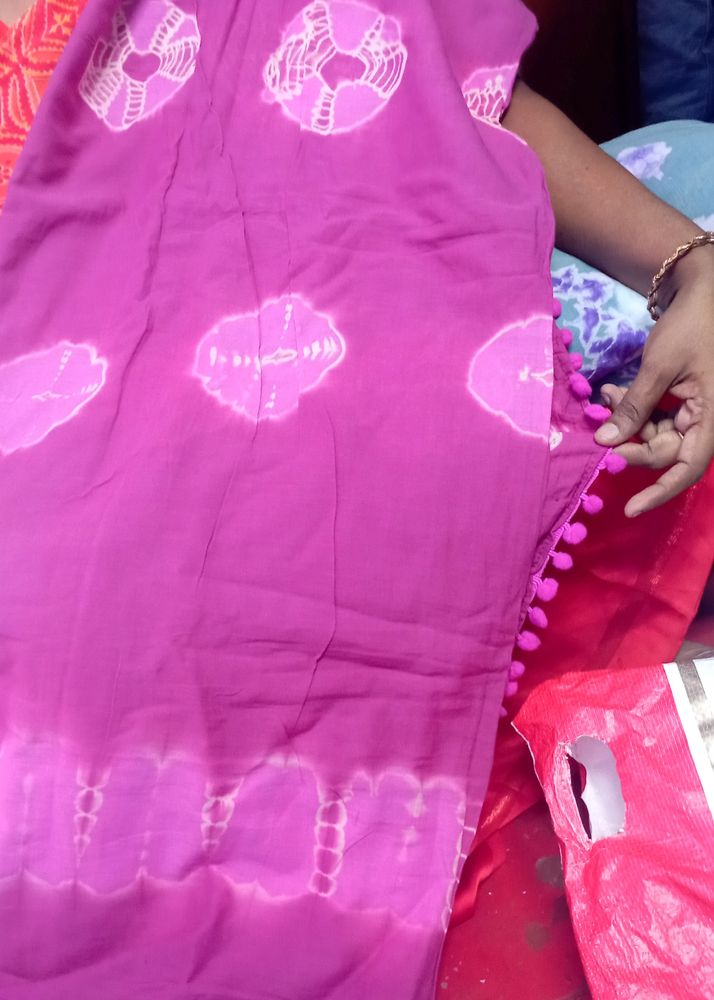 New Babypink Mulmul Cotton saree