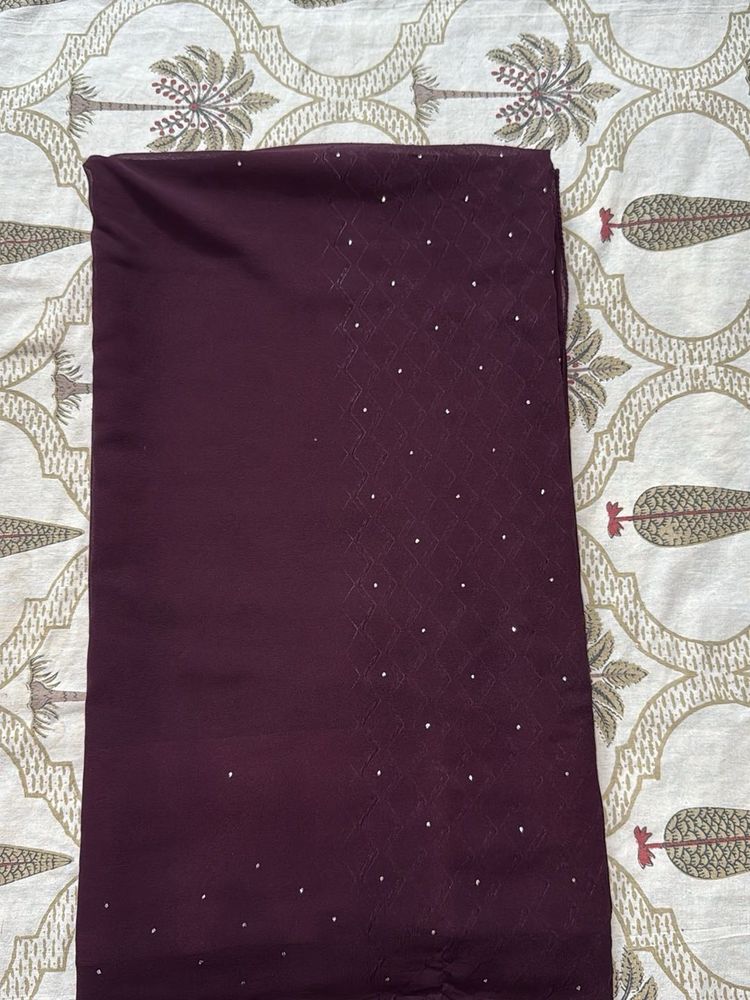 Burgundy Georgette Stone Work Saree