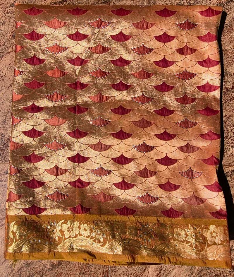 Elegant Gold &amp; Maroon Sari