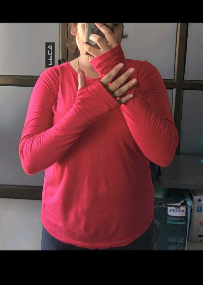 Red Long Sleeve Top