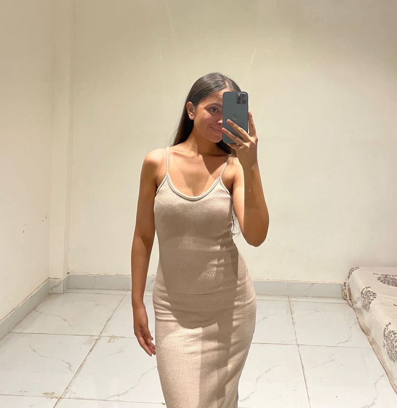 Beige Bodycon Dress