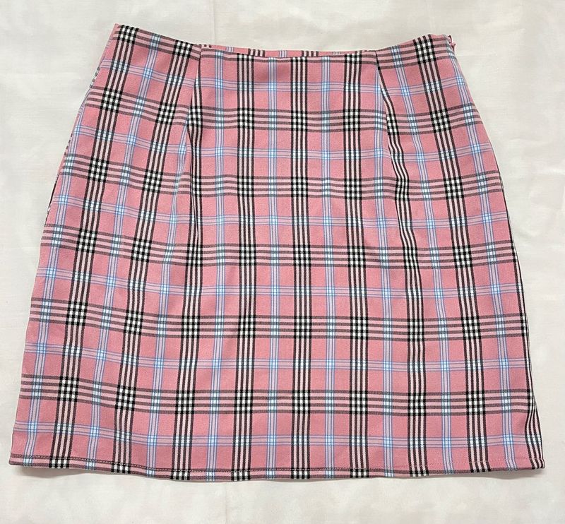 Pink Checked Skirt