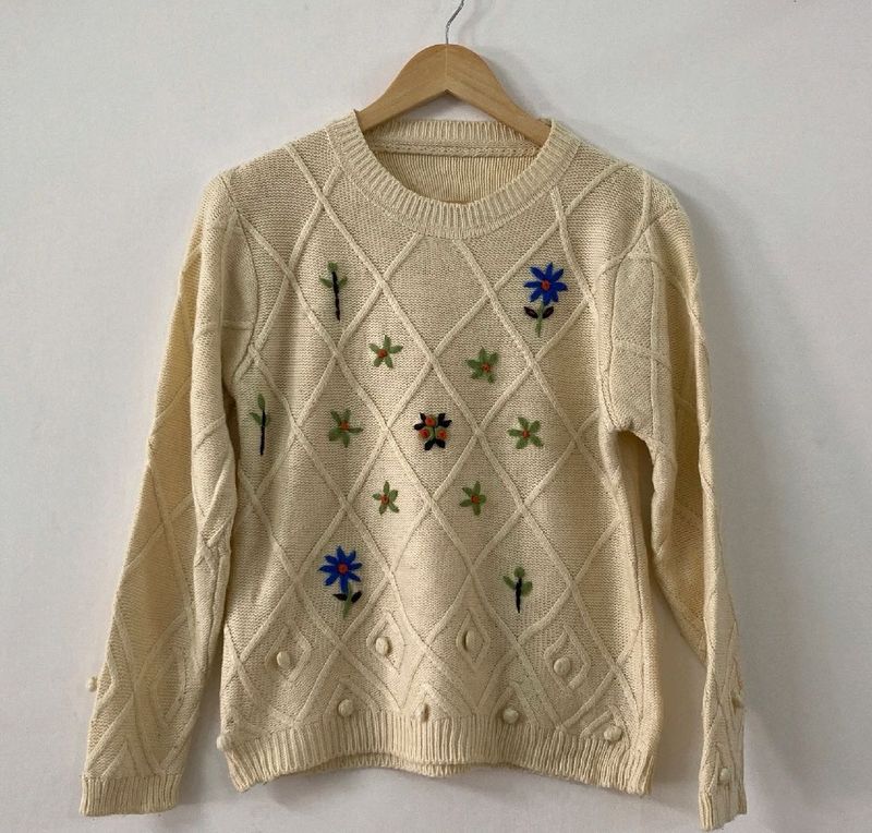 Floral Embroidered Sweater