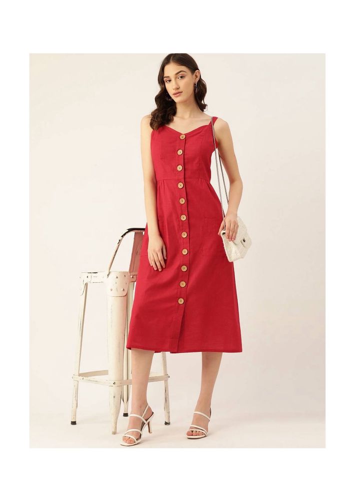 A Line Cotton Midi Dress