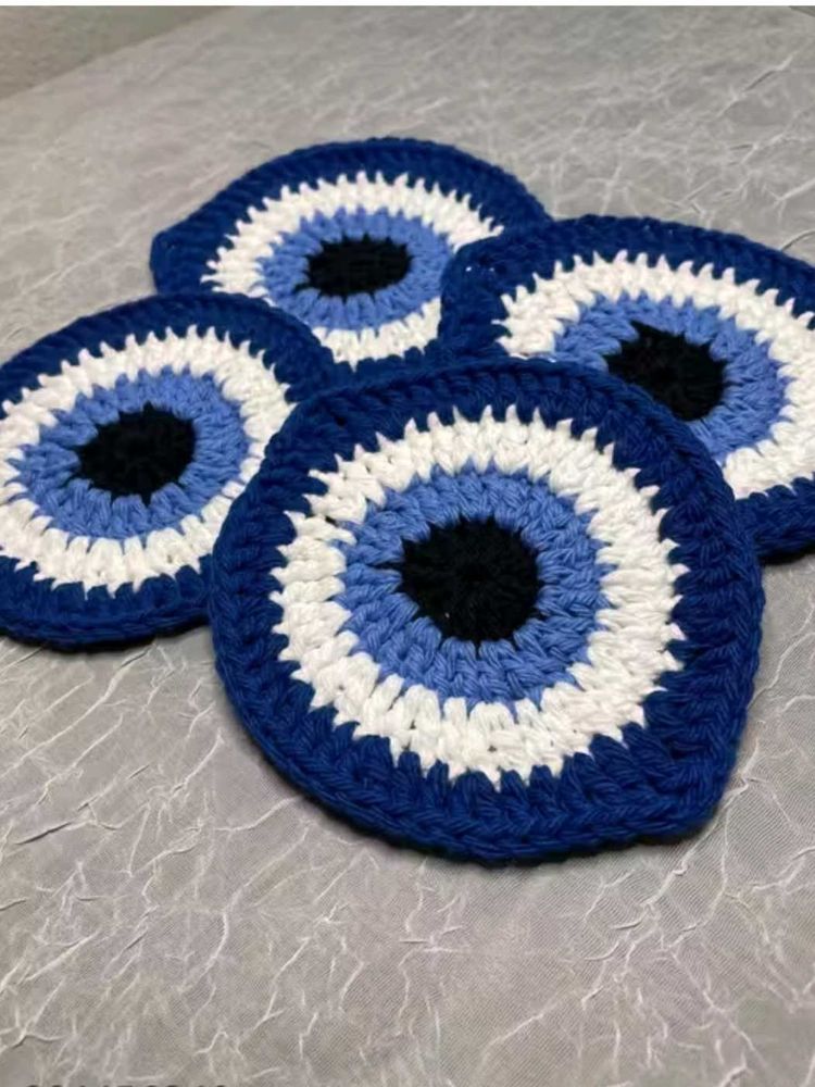 Evil Eye Crochet Coasters (Set of 4)
